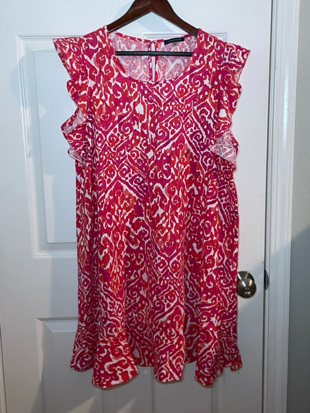 TOMMY HILFIGER Women's US 16 Sleeveless Short Shift Dress Linen Blend Pink